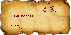 Lupu Babett névjegykártya